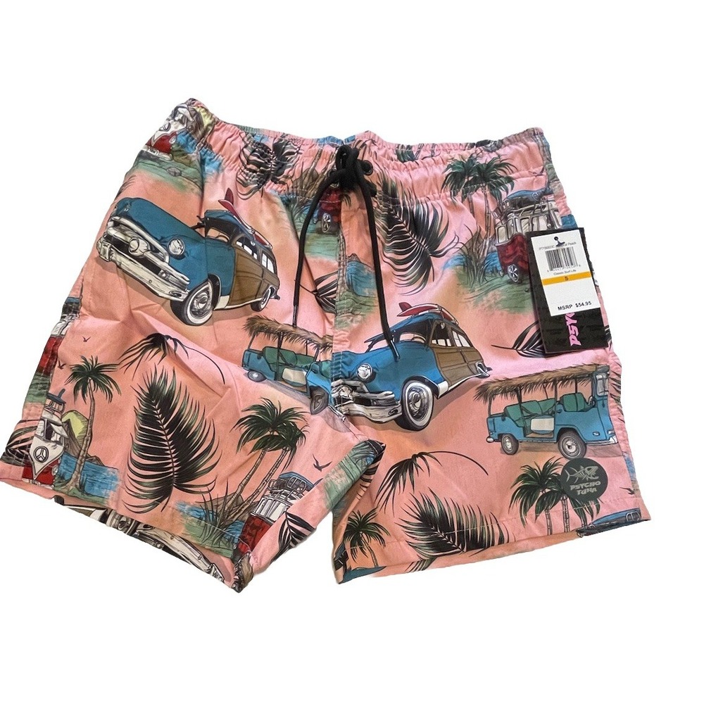 Psycho Tuna- Classic Surf Life - Swim Trunks Shorts- Men's Size Small Pockets